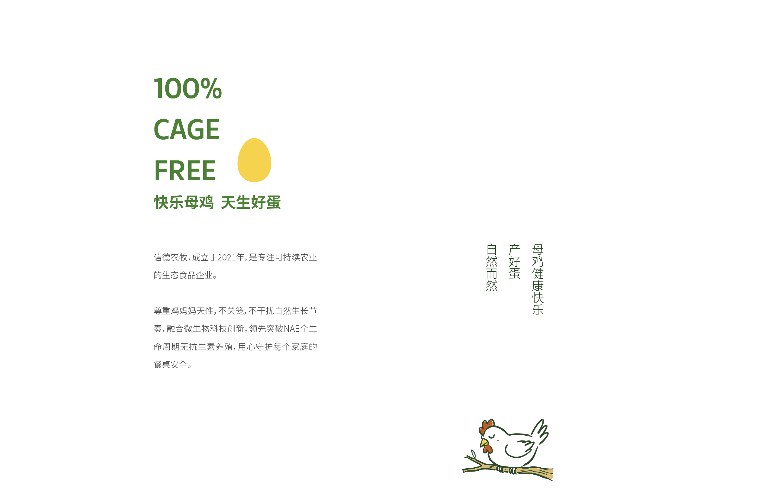 100% CAGE FREE 快乐母鸡天生好蛋