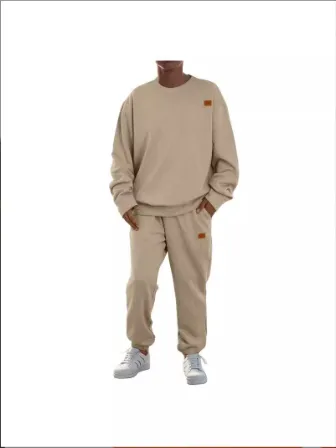 2024亚马逊跨境秋冬新款欧美男士运动休闲套装圆领提花针织衫套装