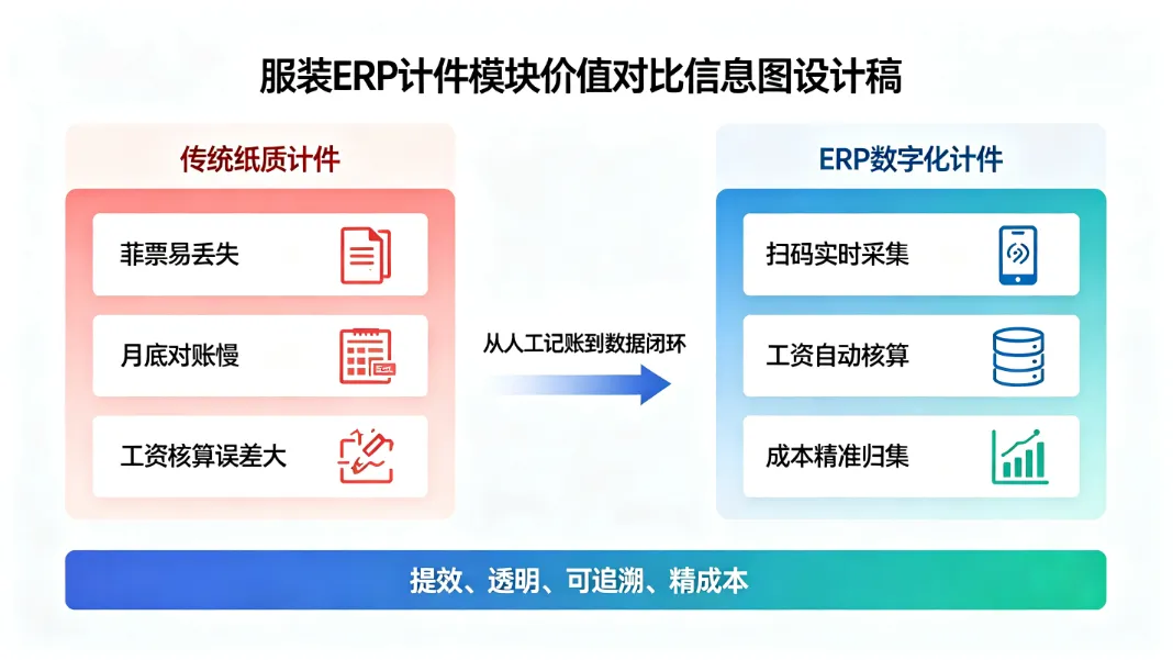 服装 ERP 计件模块：制衣工厂生产与薪酬数字化核心解决方案